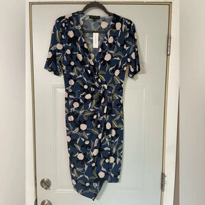 NWT Banana Republic Midi Dress Floral Pattern Asymmetric Size S